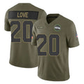 S.Seahawks #20 Julian Love Player Olive 2025 Salute To Service Limited Home Game STECN Stitched Jerseys