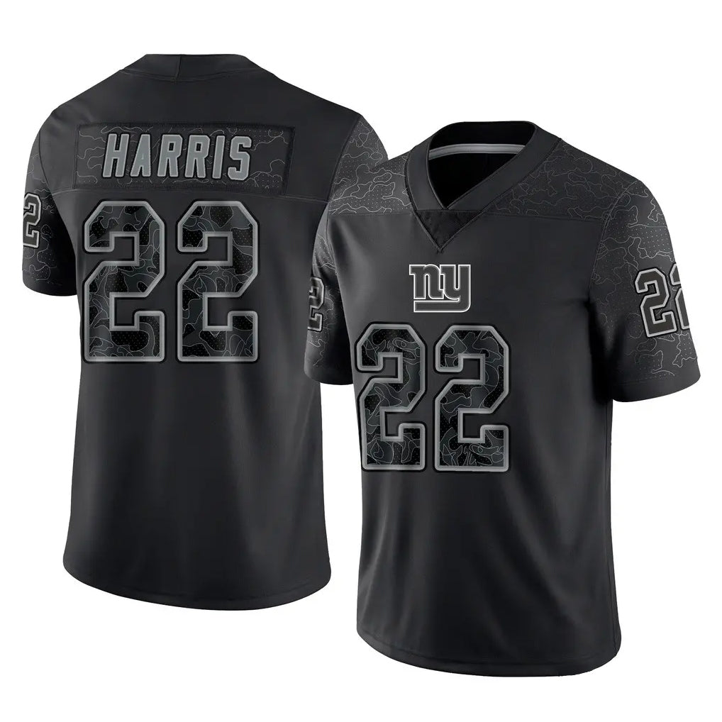 NY.Giants #22 Najee Harris Player Black Limited Reflective Home Game STECN Stitched Jerseys