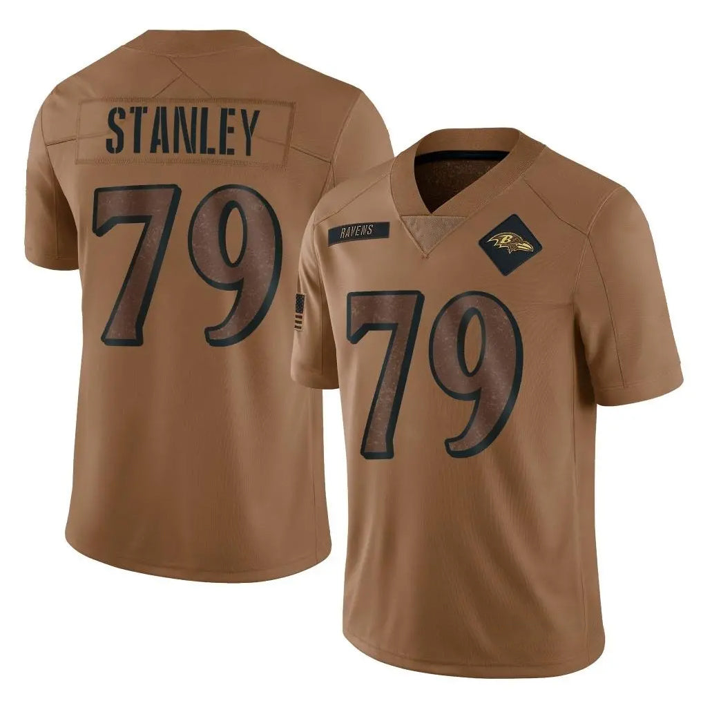 B.Ravens #79 Ronnie Stanley Player Brown Salute To Service Limited STECN Stitched Jerseys