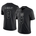 NY.Giants #9 Lsaiah Likely Player Black Limited Reflective Home Game STECN Stitched Jerseys