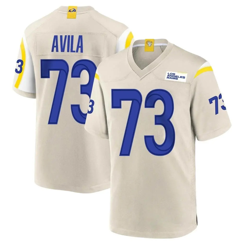LA.Rams #73 Steve Avila Player Bone Home Game STECN Stitched Jerseys
