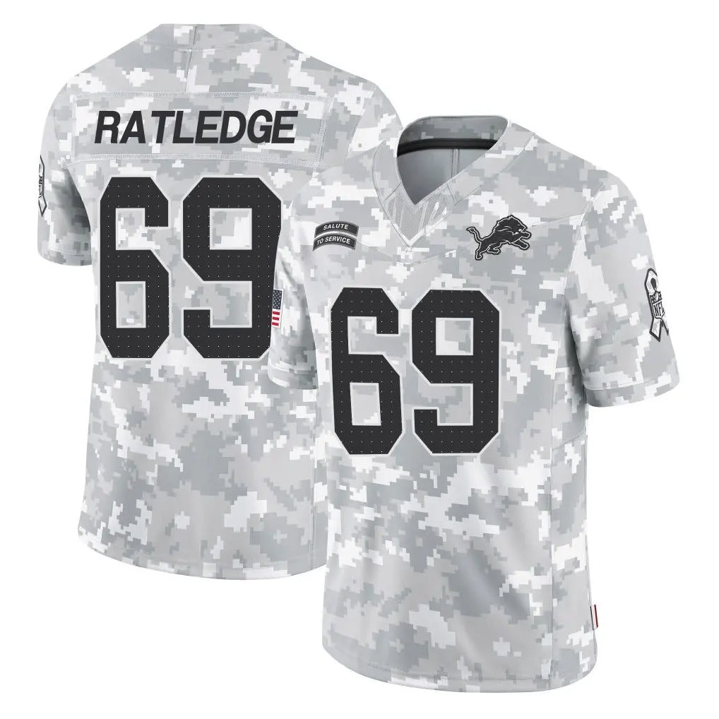D.Lions #69 Tate Ratledge Player Arctic Camo Salute To Service Limited STECN Stitched Jerseys