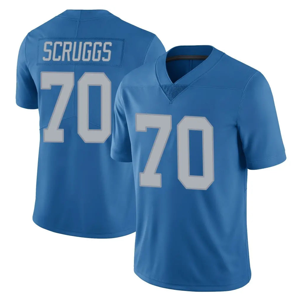 D.Lions #70 Juice Scruggs Player Blue Limited Throwback Vapor Untouchable STECN Stitched Jerseys
