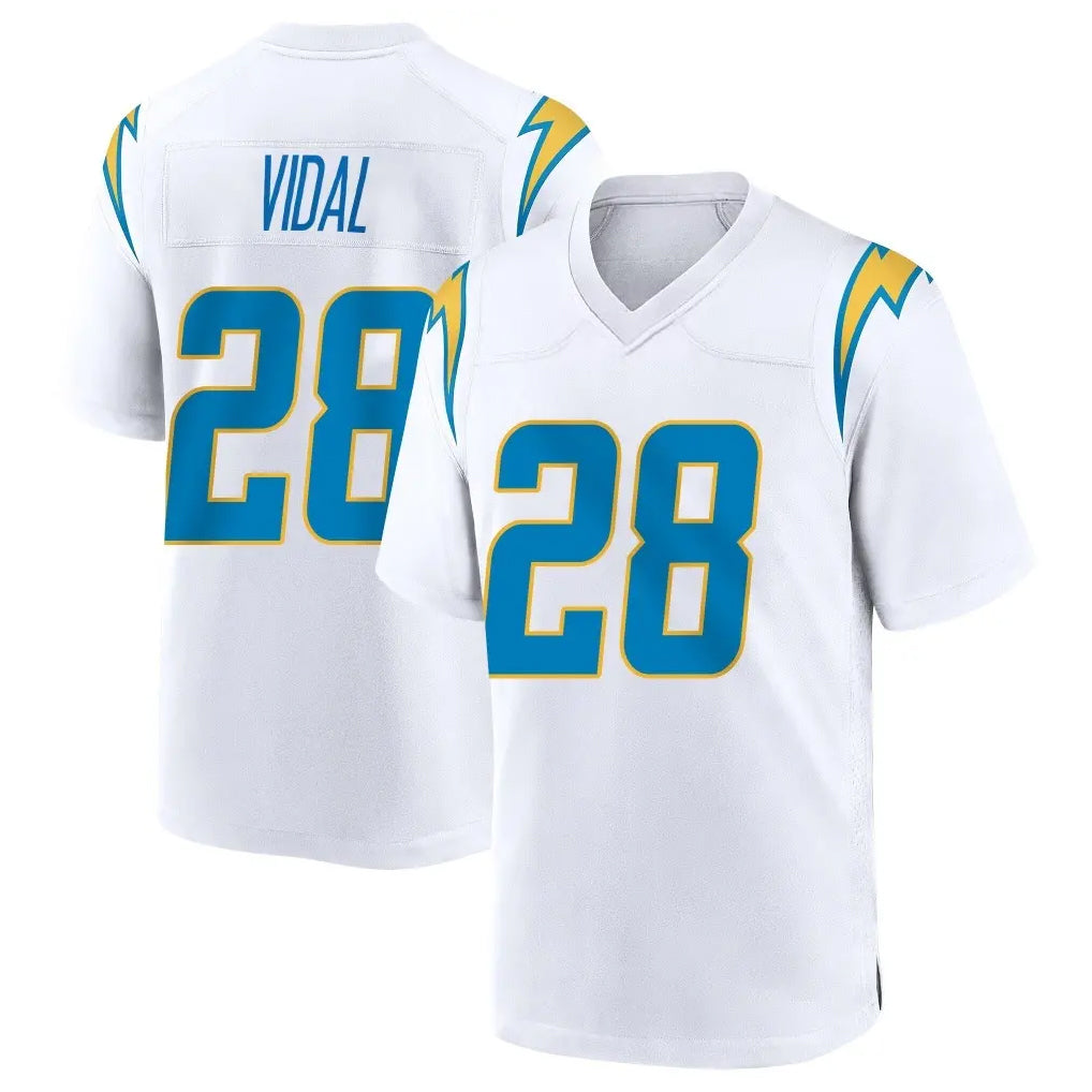 LA.Chargers #28 Kimani Vidal Player White Home Game STECN Stitched Jerseys