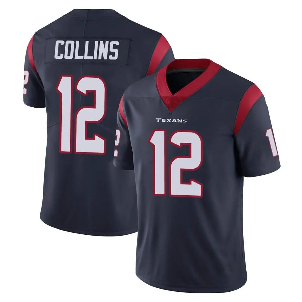 H.Texans #12 Nico Collins Player Navy Limited Vapor Untouchable Home Game STECN Stitched Jerseys