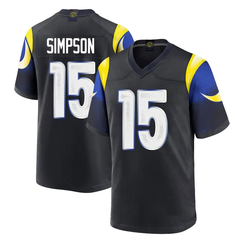 LA.Rams #15 Ty Simpson Player Black Midnight Rivalries Collection Home Game STECN Stitched Jerseys