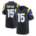LA.Rams #15 Ty Simpson Player Black Midnight Rivalries Collection Home Game STECN Stitched Jerseys
