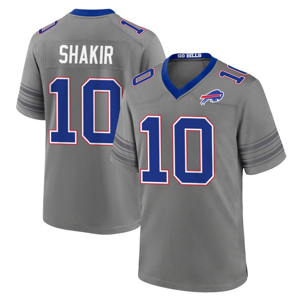 B.Bills #10 Khalil Shakir Player Gray Nickel City Home Game STECN Stitched Jerseys