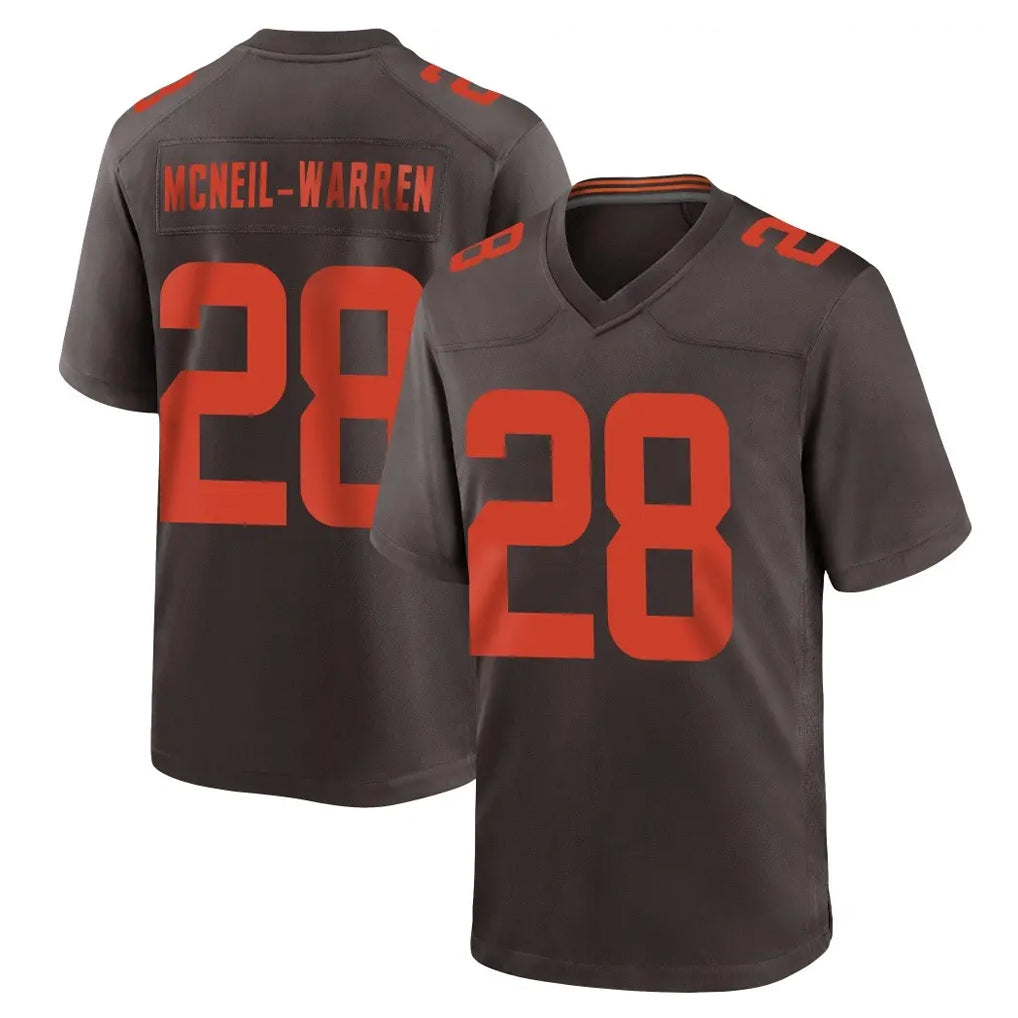 C.Browns #28 Emmanuel McNeil-Warren Player Brown Alternate Home Game STECN Stitched Jerseys