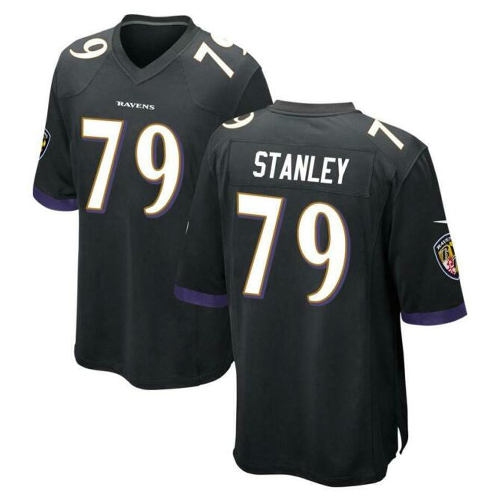B.Ravens #79 Ronnie Stanley Player Black Alternate Home Game STECN Stitched Jerseys