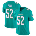 M.Dolphins #52 Patrick Paul Player Aqua Limited Vapor Untouchable Home Game STECN Stitched Jerseys