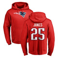 NE.Patriots #25 Marcus Jones Player Red LOGO Pullover Hoodies Home Game STECN Stitched Jerseys