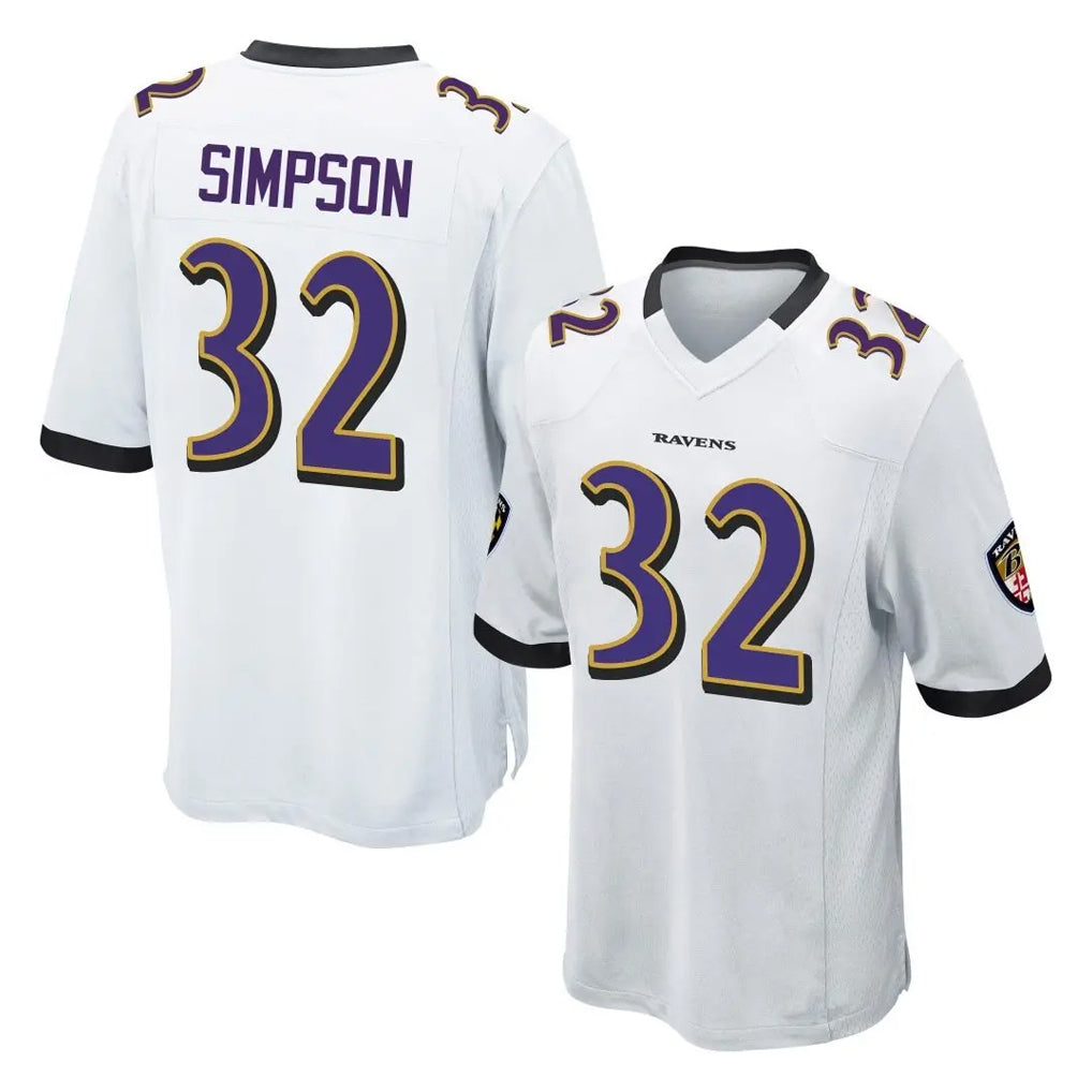 B.Ravens #32 Trenton Simpson Player White Home Game STECN Stitched Jerseys