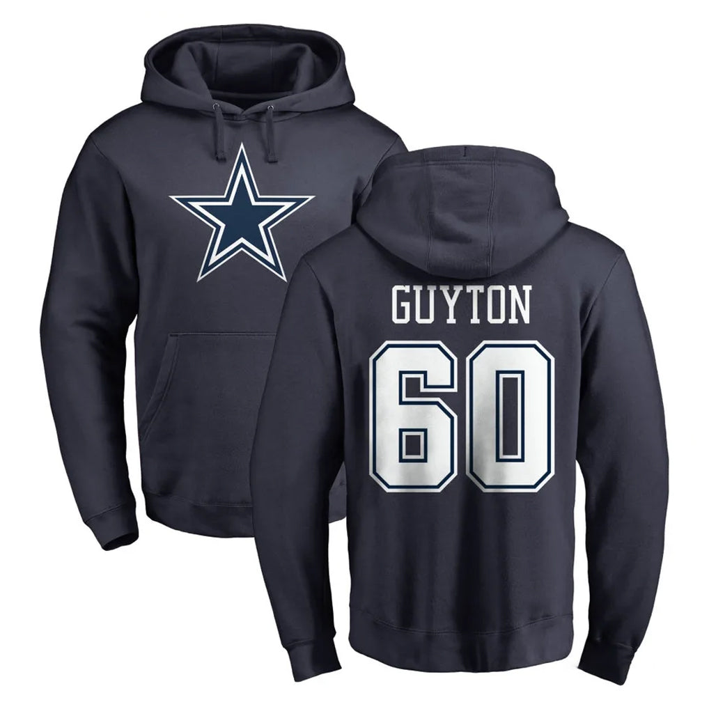D.Cowboys #60 Tyler Guyton Player Navy Pullover Hoodies Limited STECN Stitched Jerseys