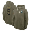 M.Dolphins #9 Joshua Uche Player Olive Salute to Service Pullover Hoodies Limited STECN Stitched Jerseys