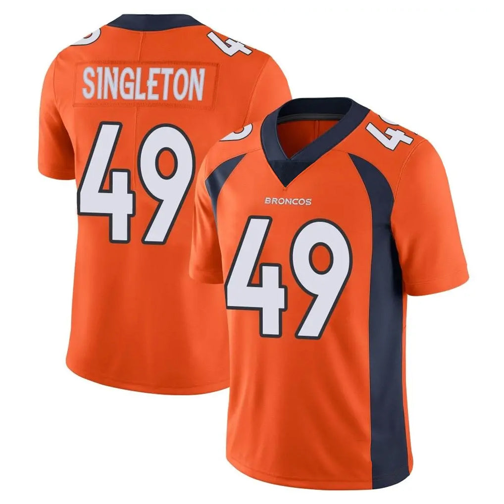 D.Broncos #49 Alex Singleton Player Orange Color Vapor Untouchable Limited Game STECN Stitched Jerseys