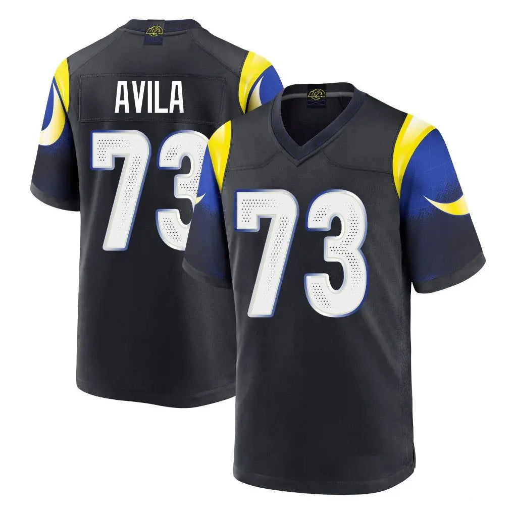 LA.Rams #73 Steve Avila Player Black Midnight Rivalries Collection Home Game STECN Stitched Jerseys