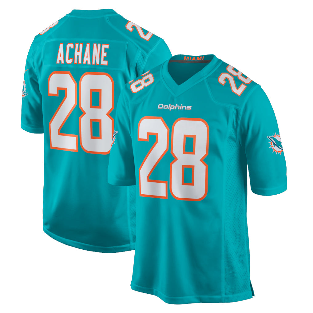 M.Dolphins #28 De'Von Achane Player Aqua Home Game STECN Stitched Jerseys