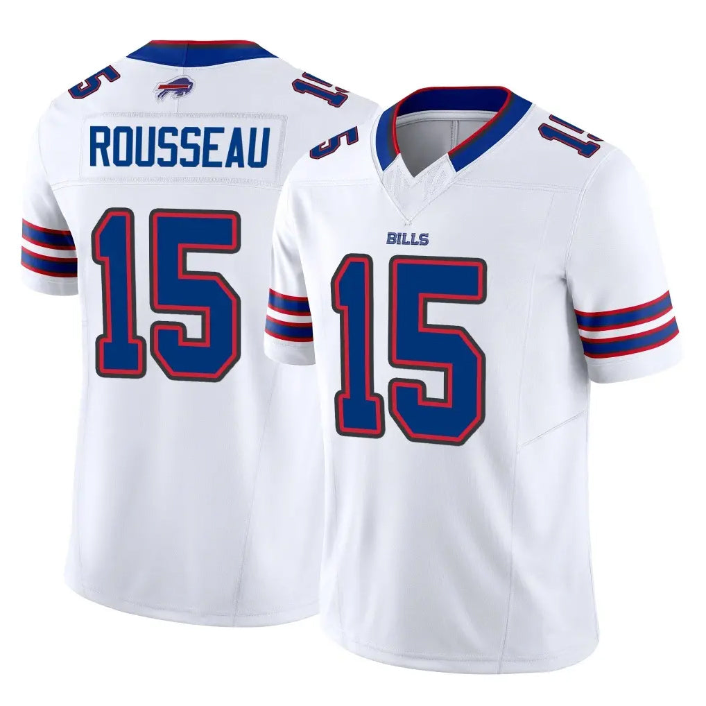 B.Bills #15 Greg Rousseau Player White Vapor F.U.S.E. Jersey Limited Home Game STECN Stitched Jerseys