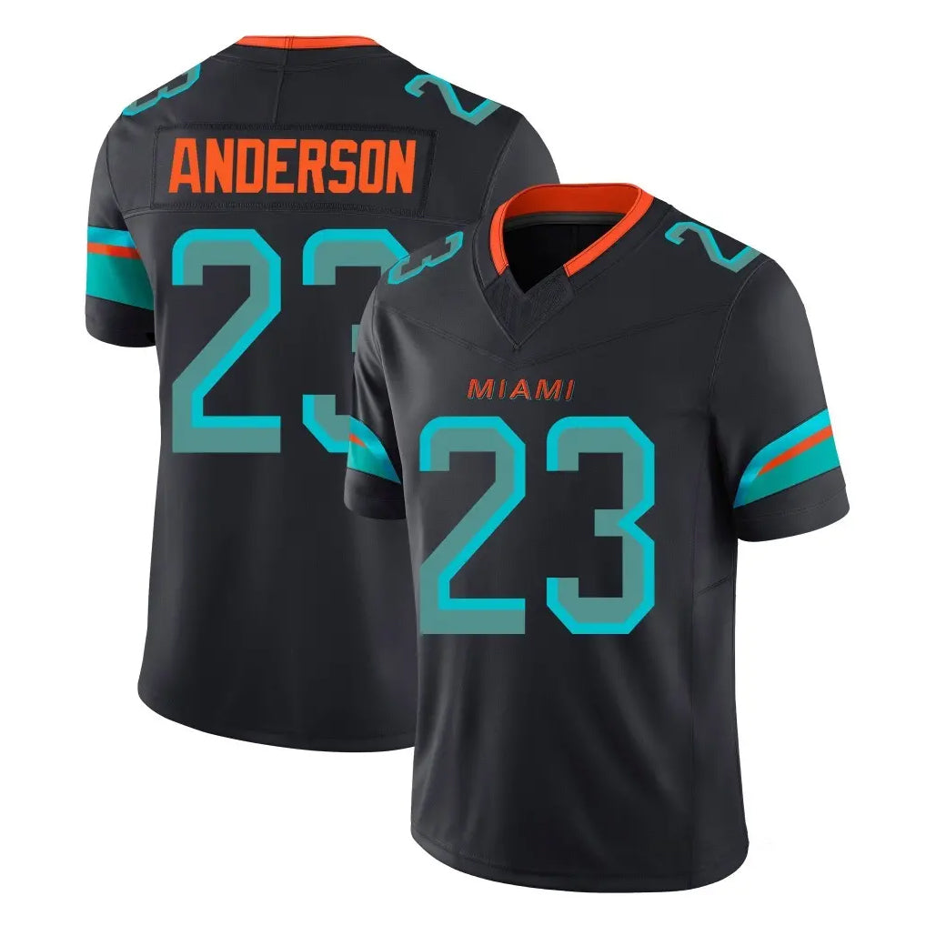 M.Dolphins #23 Zayne Anderson Player Black Limited Pitch Rivalries Collection Home Game STECN Stitched Jerseys