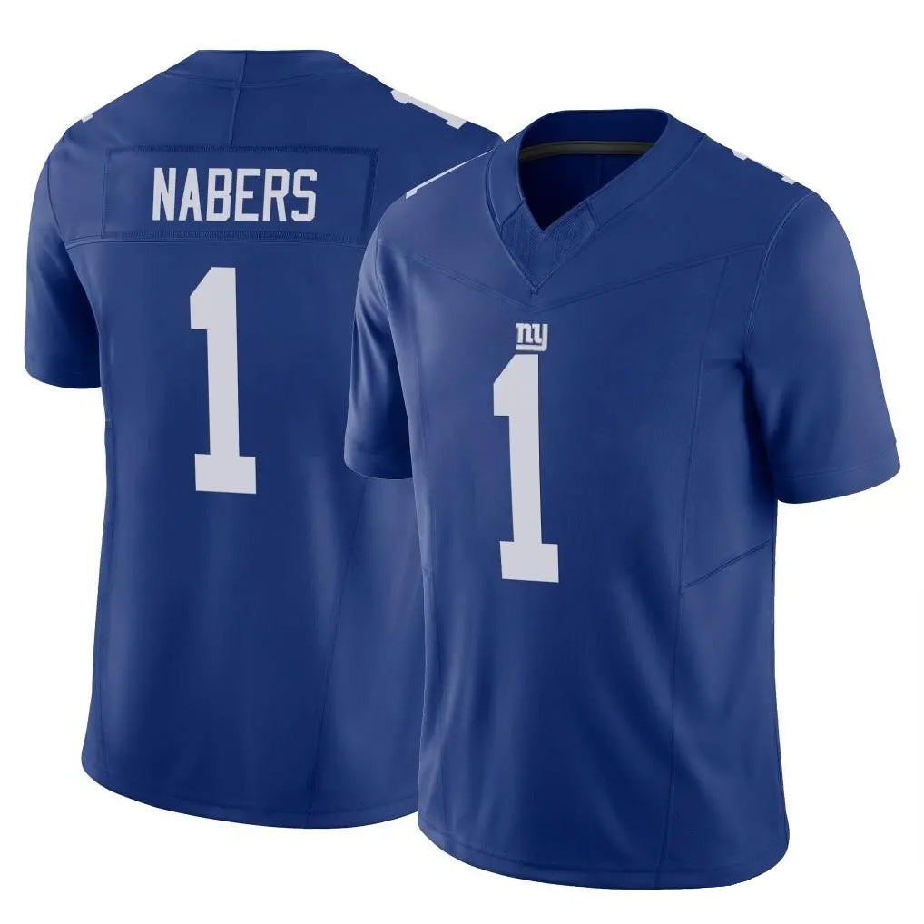 NY.Giants #1 Malik Nabers Player Royal Limited Vapor F.U.S.E. Home Game STECN Stitched Jerseys