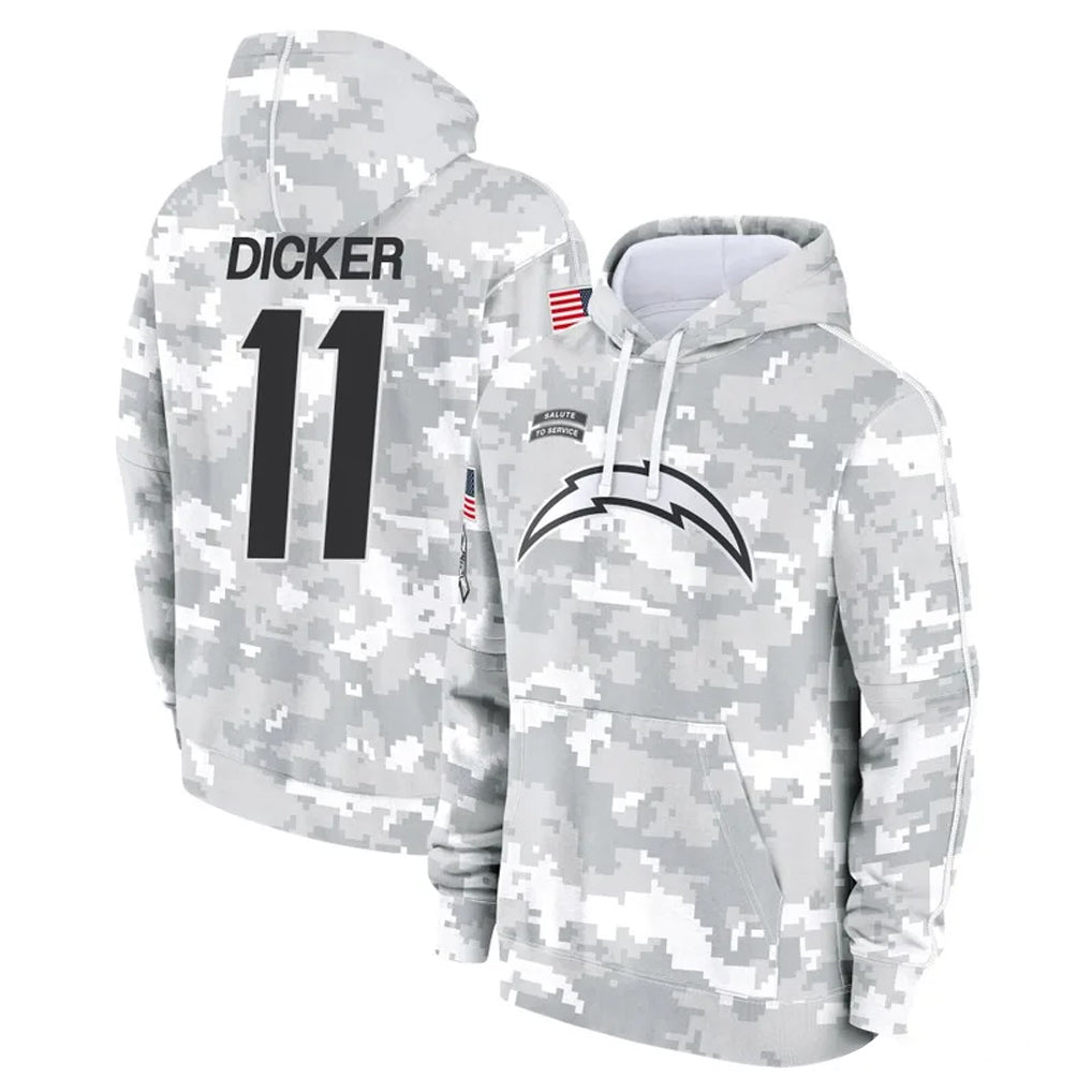 LA.Chargers #11 Cameron Dicker Player Arctic Camo Salute to Service Hoodies Limited Game STECN Stitched Jerseys