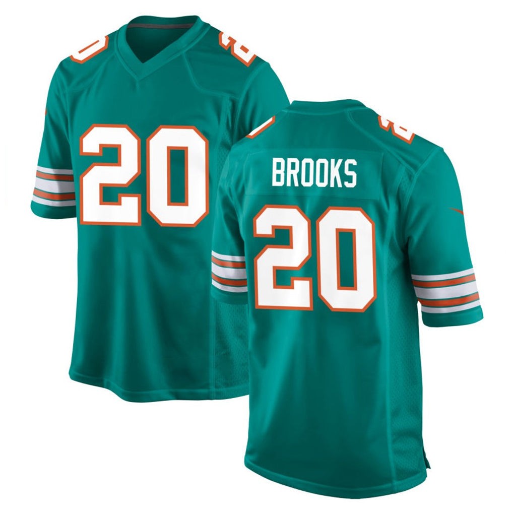 M.Dolphins #20 Jordyn Brooks Player Aqua Alternate Home Game STECN Stitched Jerseys