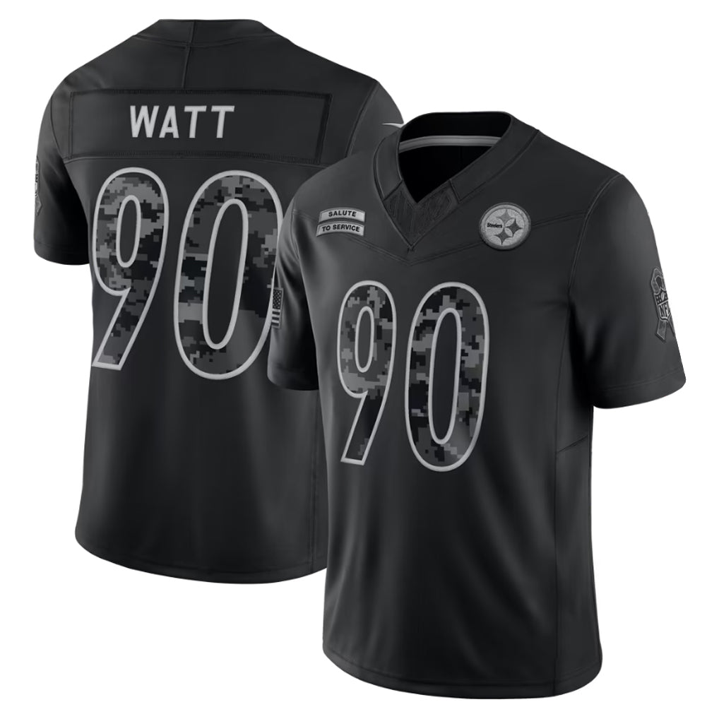 STECN P.Steelers #90 T.J. Watt Player Black Limited 2026 Salute to Service Home Game Stitched Jerseys