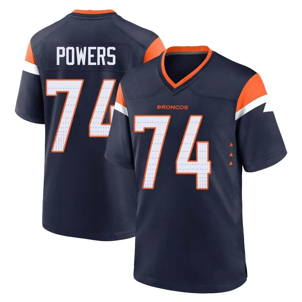 D.Broncos #74 Ben Powers Player Navy Home Game STECN Stitched Jerseys