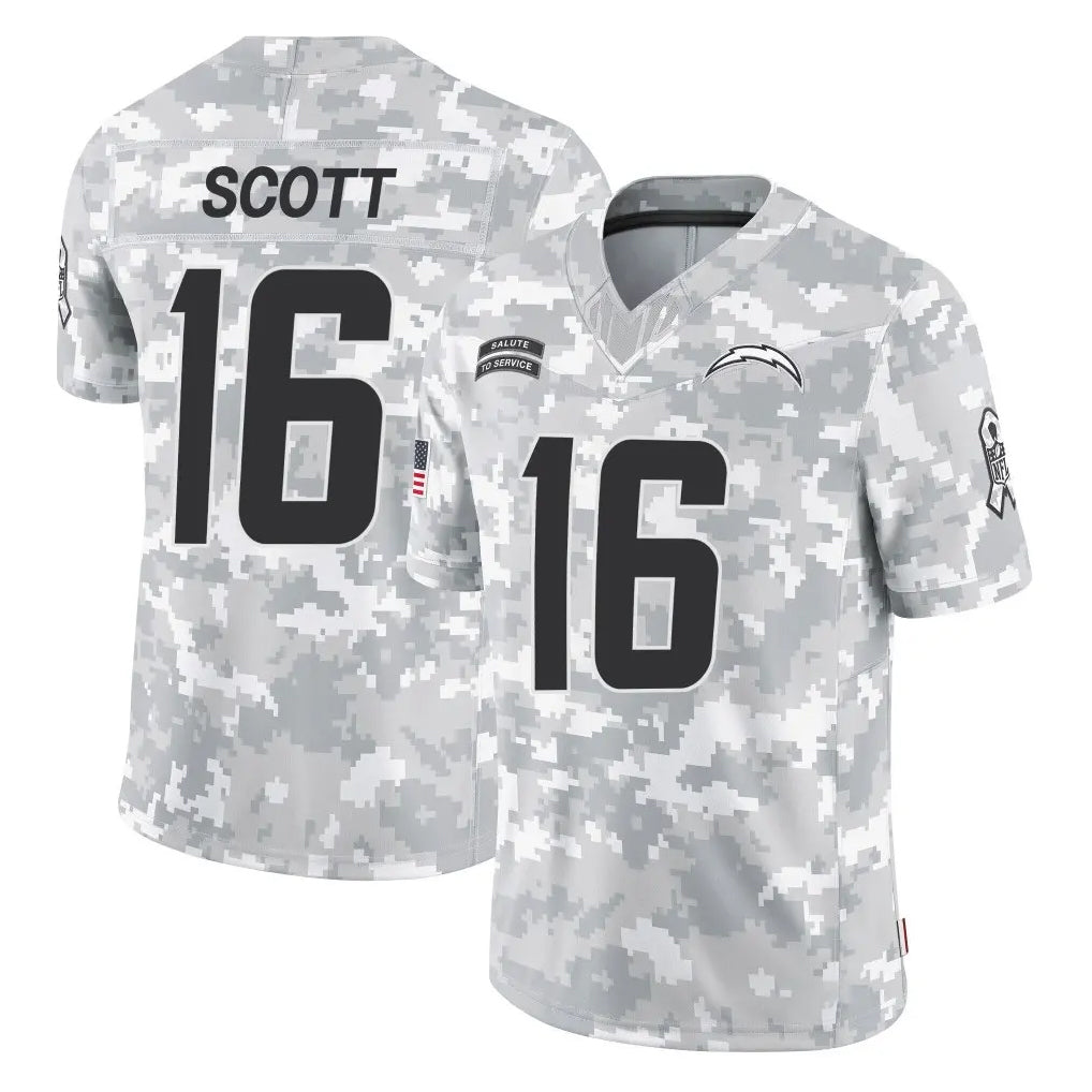 LA.Chargers #16 J.K. Scott Player Arctic Camo Salute To Service Limited Game STECN Stitched Jerseys