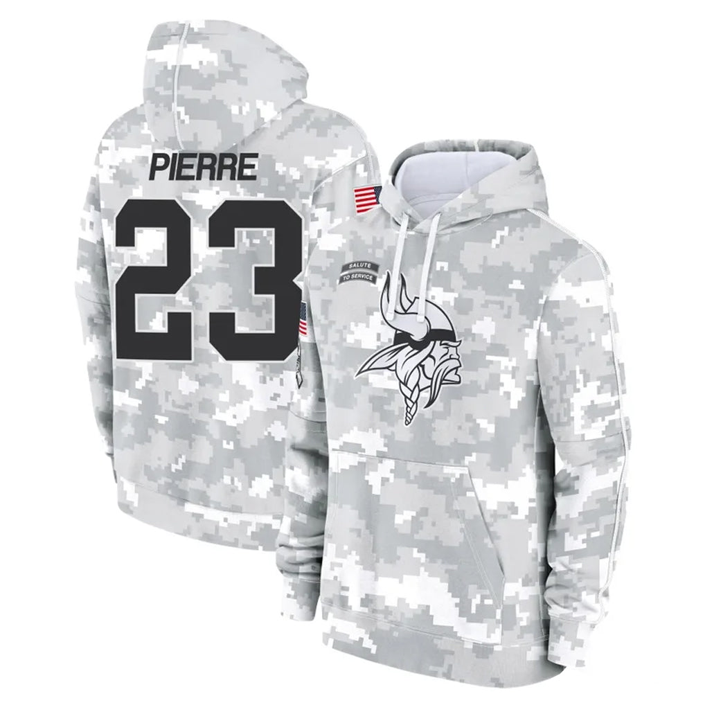 M.Vikings #23 James Pierre Player Arctic Camo Salute to Service Pullover Hoodies Limited Game STECN Stitched Jerseys