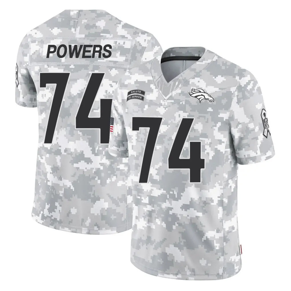 D.Broncos #74 Ben Powers Player Arctic Camo Salute To Service Limited STECN Stitched Jerseys