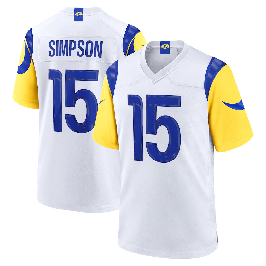 LA.Rams #15 Ty Simpson Player White Limited Home Game STECN Stitched Jerseys