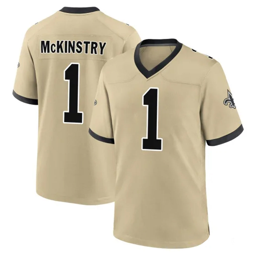 NO.Saints #1 Kool-Aid McKinstry Player Gold Home Game STECN Stitched Jerseys