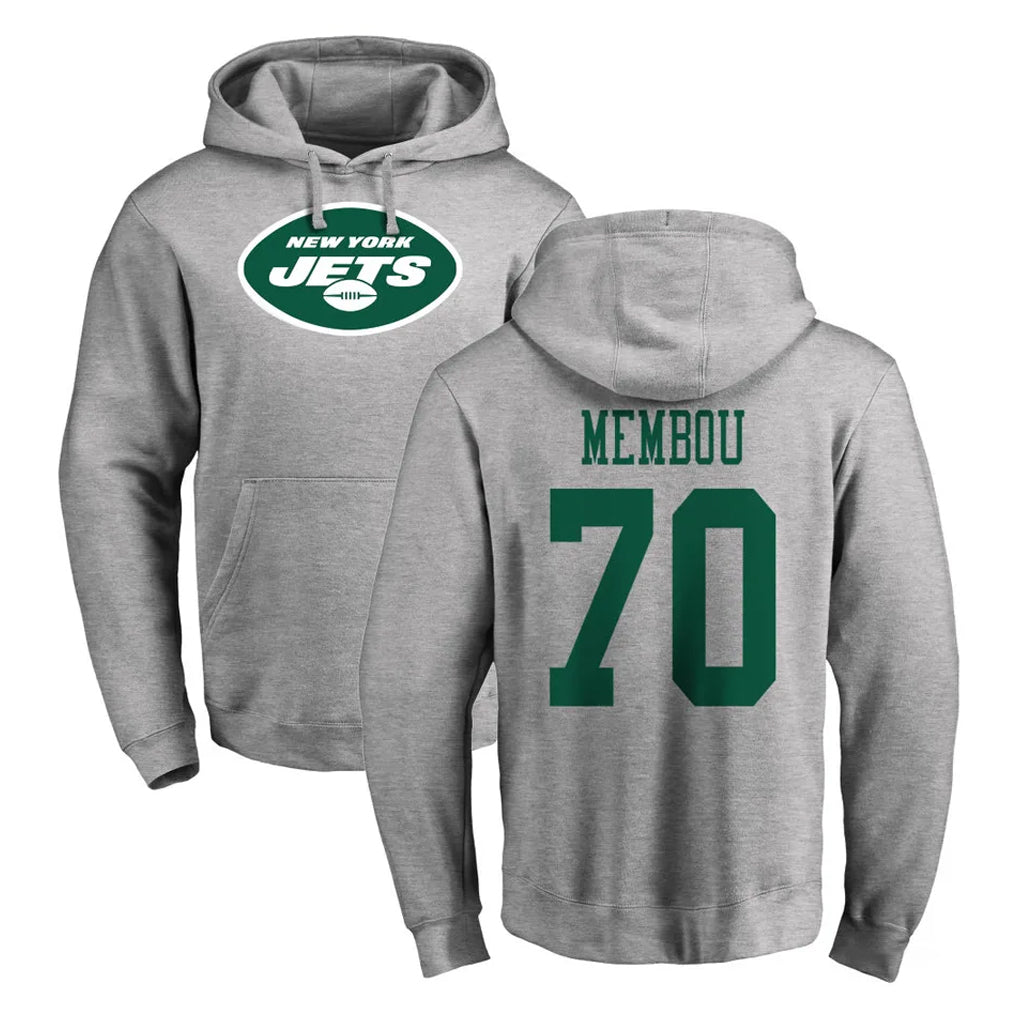 NY.Jets #70 Armand Membou Player Gray LOGO Pullover Hoodies Limited Game STECN Stitched Jerseys
