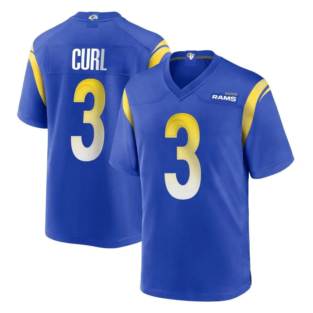 LA.Rams #3 Kam Curl Player Royal Home Game STECN Stitched Jerseys