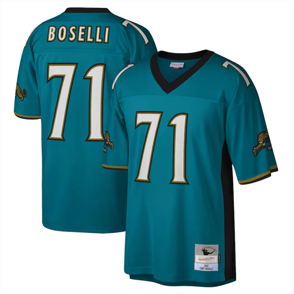 J.Jaguars #71 Tony Boselli Player Teal Mitchell & Ness Legacy Home Game STECN Stitched Jerseys