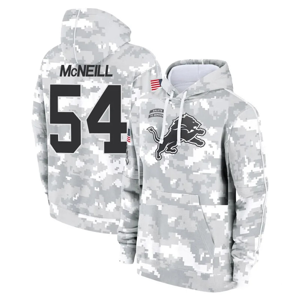 D.Lions #54 Alim McNeill Player Arctic Camo Salute to Service Hoodies Limited Game STECN Stitched Jerseys