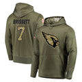 A.Cardinals #7 Jacoby Brissett Player Olive Salute to Service Pullover Hoodie Home Game STECN Stitched Jerseys