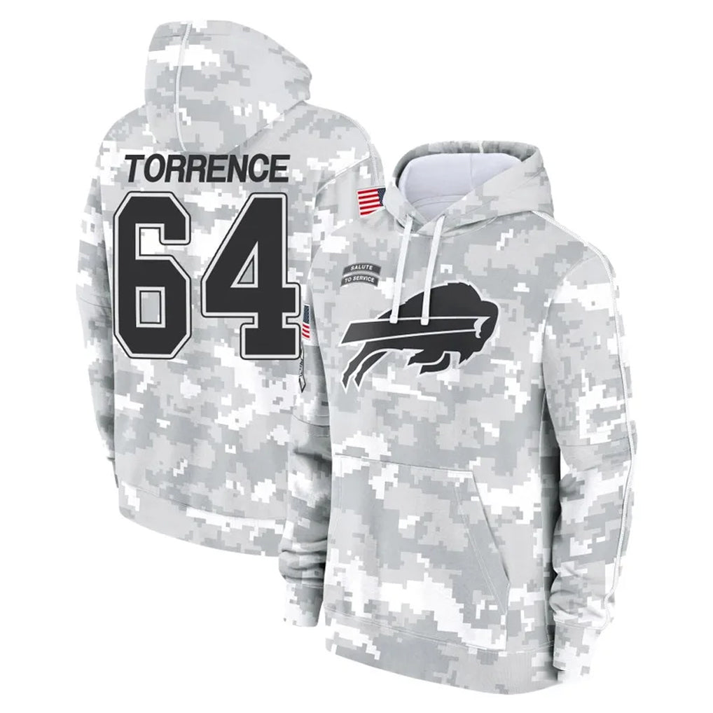 B.Bills #64 O'Cyrus Torrence Player Arctic Camo Salute to Service Hoodies STECN Stitched Jerseys