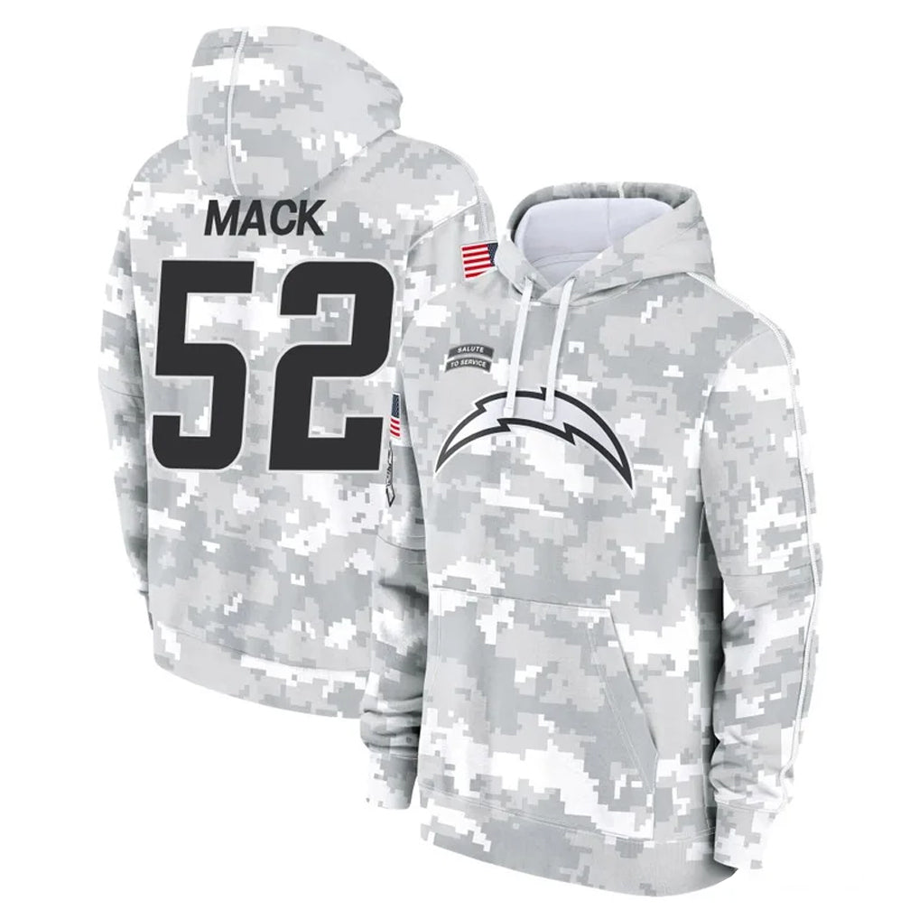 LA.Chargers #52 Khalil Mack Player Arctic Camo Salute to Service Hoodies Limited Game STECN Stitched Jerseys