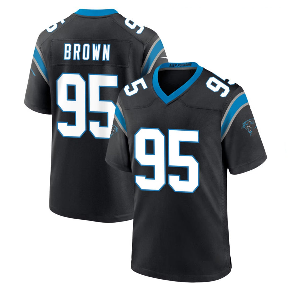 C.Panthers #95 Derrick Brown Player Black Limited Home Game STECN Stitched Jerseys