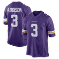 M.Vikings #3 Jordan Addison Player Purple Home Game STECN Stitched Jerseys