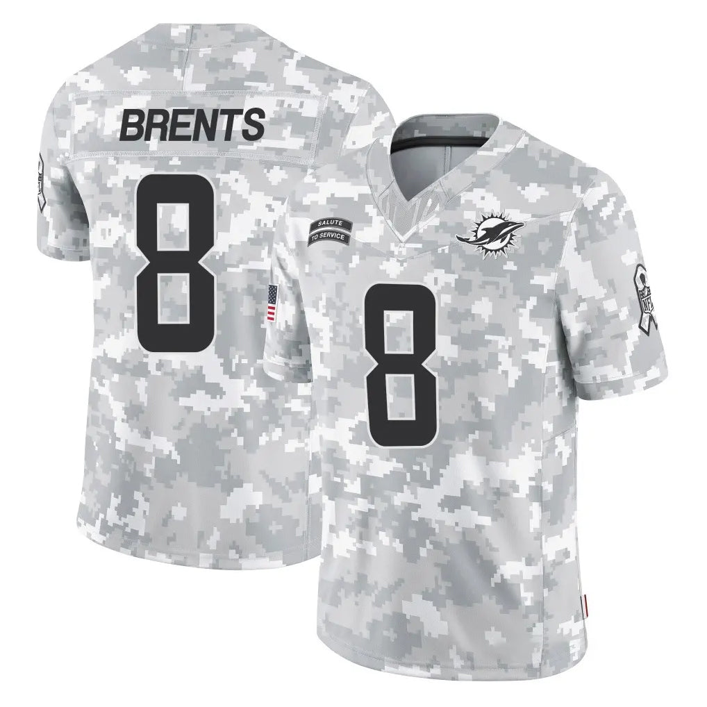 M.Dolphins #8 JuJu Brents Player Arctic Camo Salute To Service Limited Game STECN Stitched Jerseys