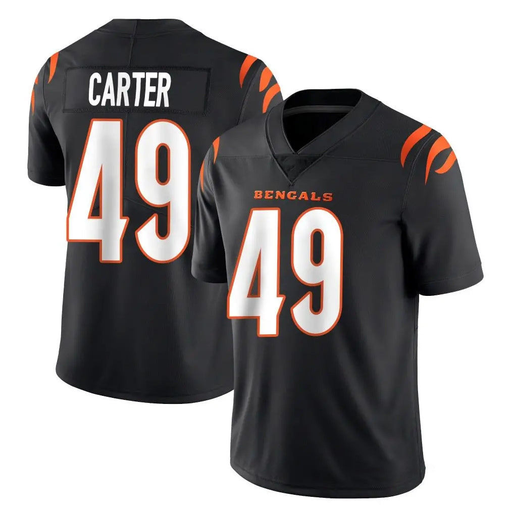 C.Bengals #49 Barrett Carter Player Black Vapor Untouchable Limited Home Game STECN Stitched Jerseys