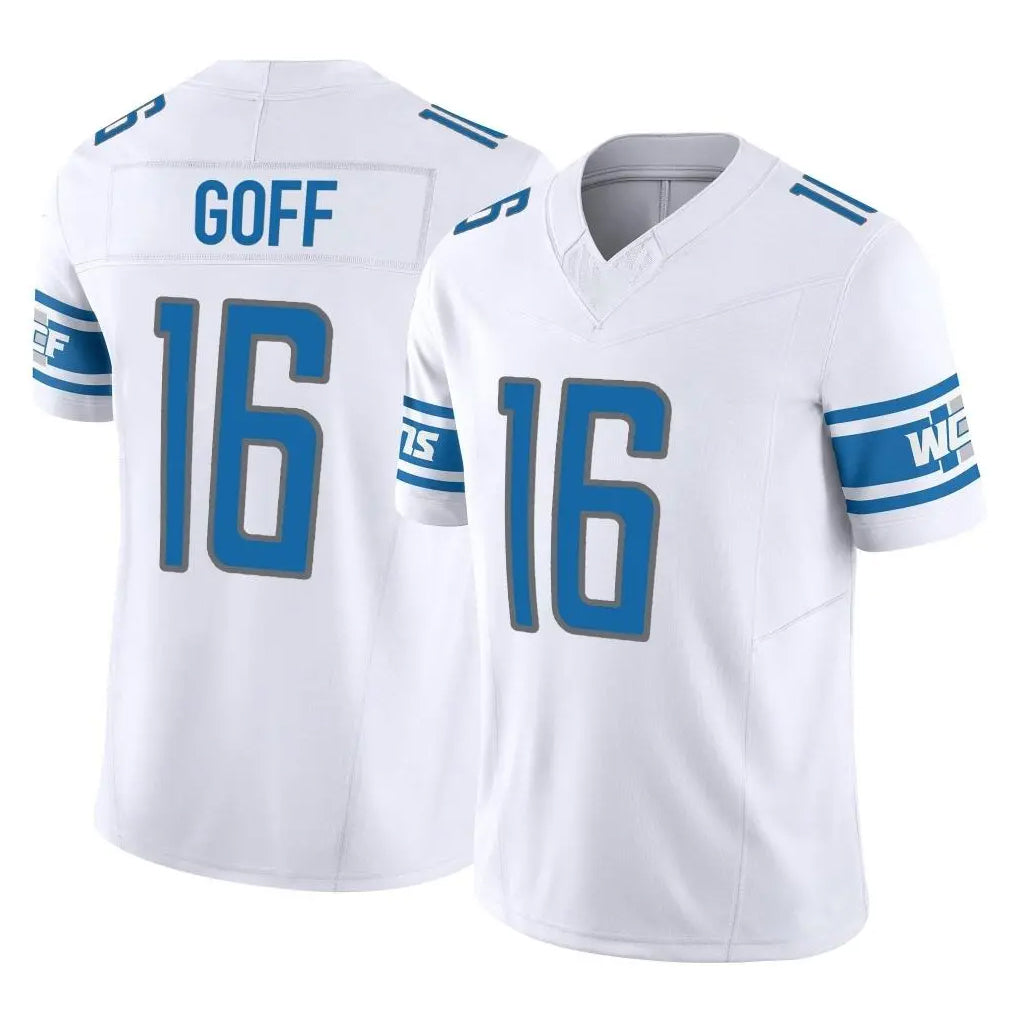 D.Lions #16 Jared Goff Player White Vapor F.U.S.E. Limited Home Game STECN Stitched Jerseys