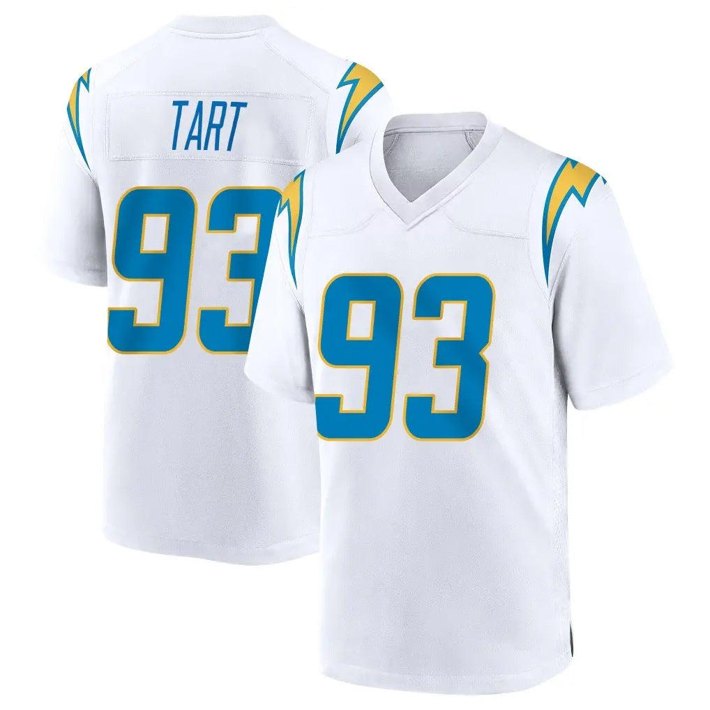 LA.Chargers #93 Teair Tart Player White Home Game STECN Stitched Jerseys