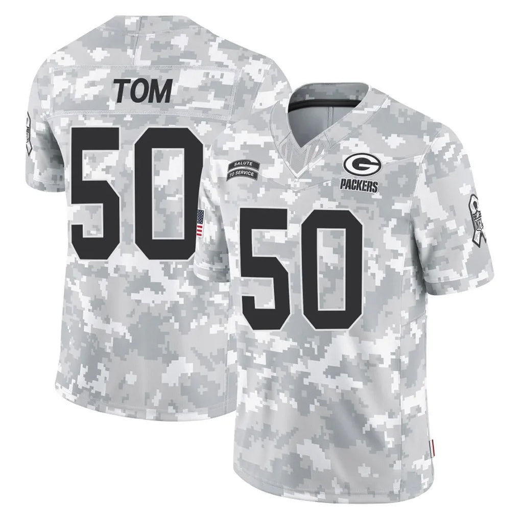 GB.Packers #50 Zach Tom Player Arctic Camo Salute To Service Limited STECN Stitched Jerseys