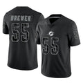 M.Dolphins #55 Aaron Brewer Player Black Reflective Limited Game STECN Stitched Jerseys