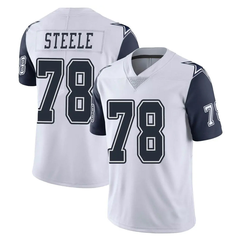 D.Cowboys #78 Terence Steele Player White-Navy Limited Color Rush Vapor Untouchable Home Game STECN Stitched Jerseys